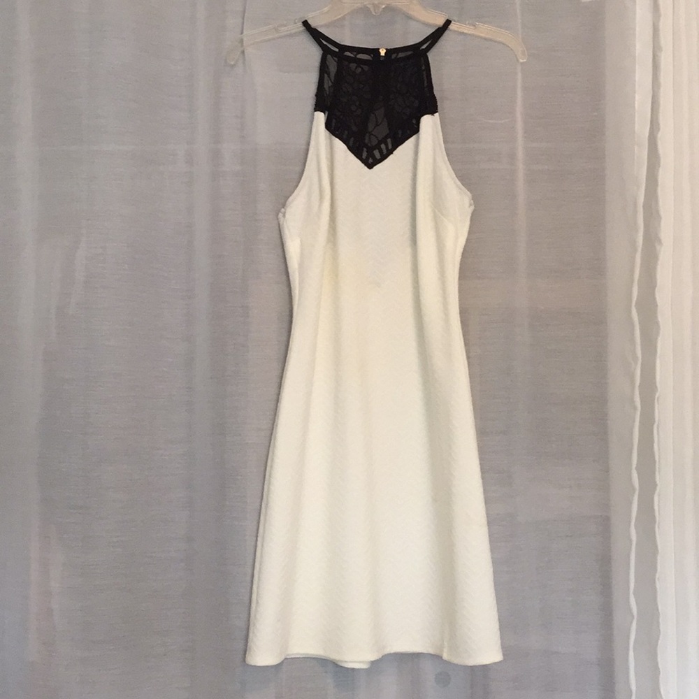 Black and white halter top skater dress
